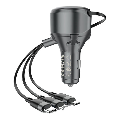 Hoco S27 Car charger With 3 In1 Cable + Usb